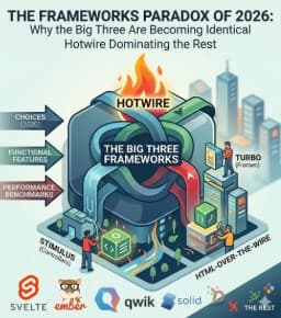 O Paradoxo dos Frameworks de 2026: Por que os Três Grandes Estão se Tornando Idênticos e o Hotwire Está Dominando o Resto