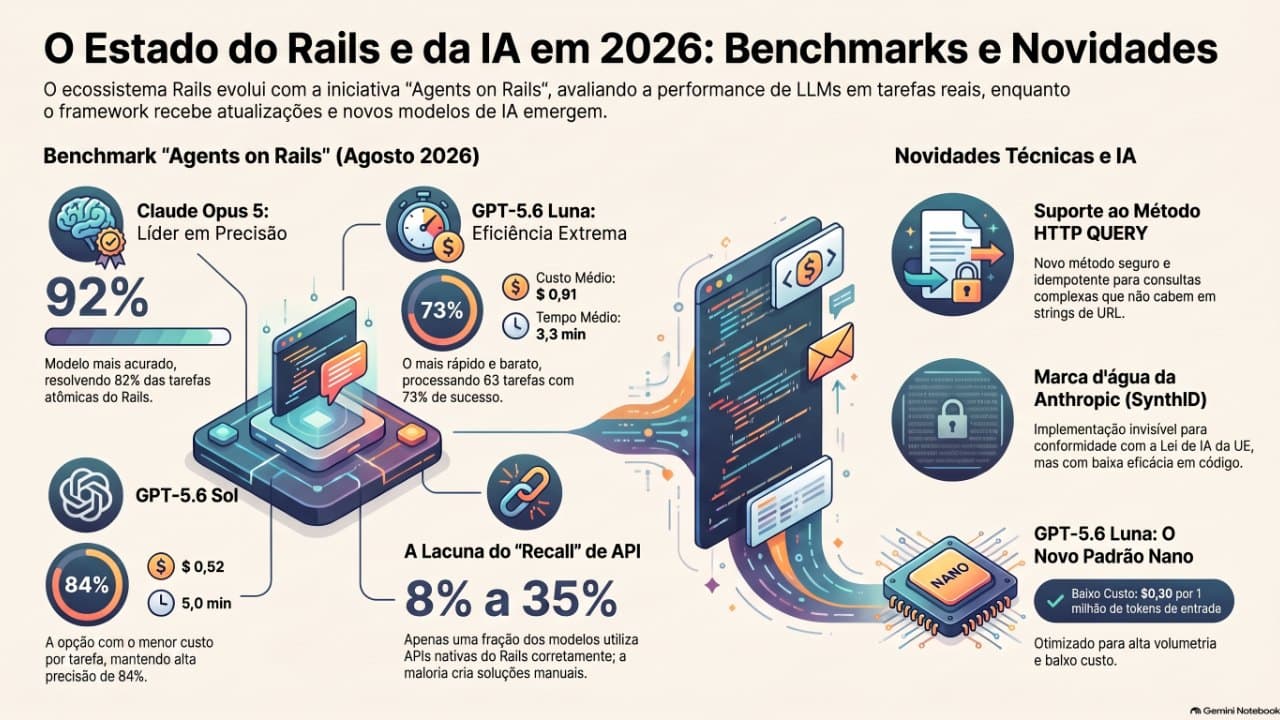 Roundup Semanal Ruby, Rails & IA: Rails 7.2 Chega ao Fim da Vida, o Benchmark Agents on Rails e o HTTP QUERY (9–15 de agosto de 2026)